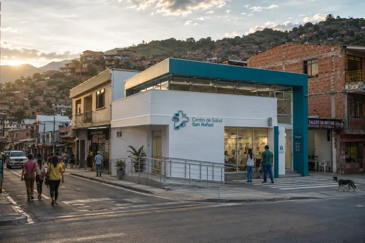 Imagen de referencia: centro de salud en lote urbano de esquina