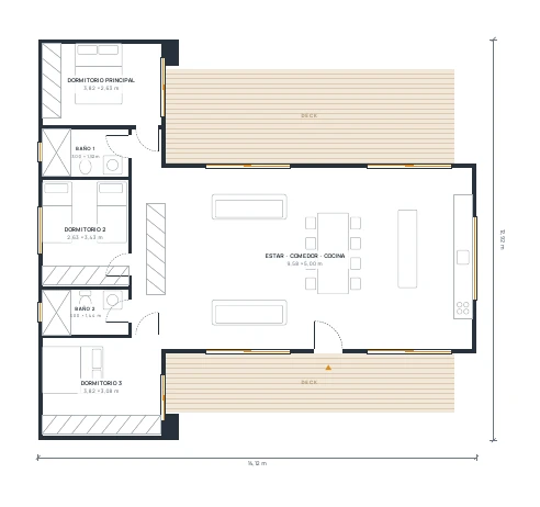 Planta arquitectónica del kit Mirador de 110 m²